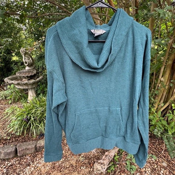 Natural Reflections Teal Cowl Neck Sweater - Picture 1 of 10